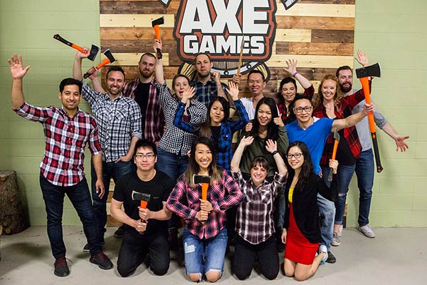 Calgary Team building at Axe Games Facility